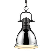  3602-S BLK-CH - Duncan Small Pendant with Chain in Matte Black with Chrome